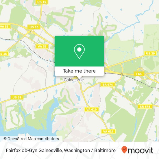 Mapa de Fairfax ob-Gyn Gainesville, 7500 Iron Bar Ln