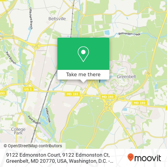 9122 Edmonston Court, 9122 Edmonston Ct, Greenbelt, MD 20770, USA map