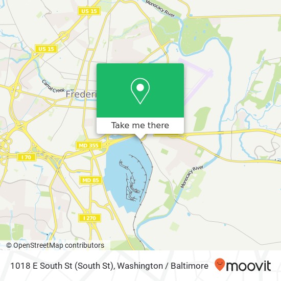 Mapa de 1018 E South St (South St), Frederick, MD 21704