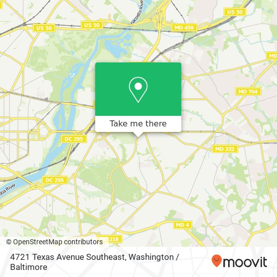 Mapa de 4721 Texas Avenue Southeast, 4721 Texas Ave SE, Washington, DC 20019, USA