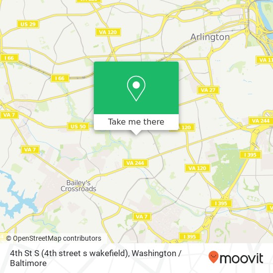Mapa de 4th St S (4th street s wakefield), Arlington, VA 22204
