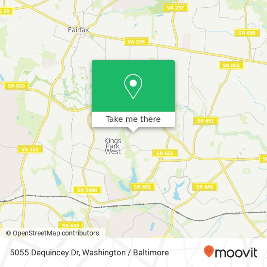 Mapa de 5055 Dequincey Dr, Fairfax, VA 22032