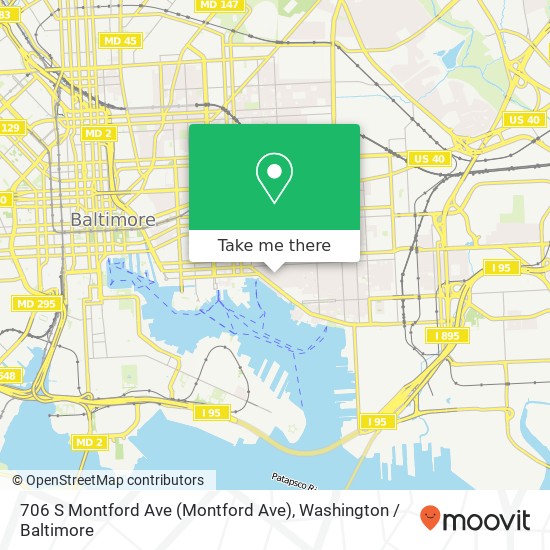 Mapa de 706 S Montford Ave (Montford Ave), Baltimore, MD 21224