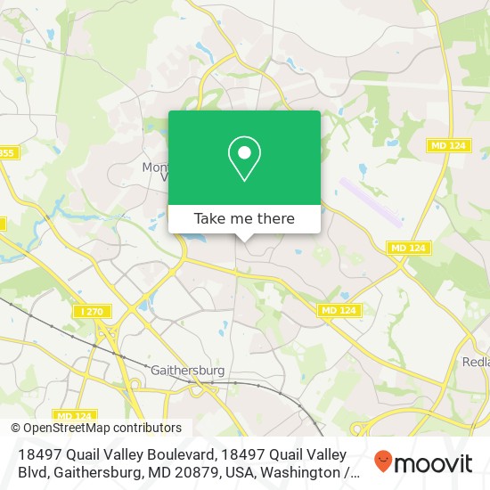 Mapa de 18497 Quail Valley Boulevard, 18497 Quail Valley Blvd, Gaithersburg, MD 20879, USA