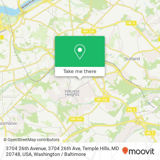 Mapa de 3704 26th Avenue, 3704 26th Ave, Temple Hills, MD 20748, USA
