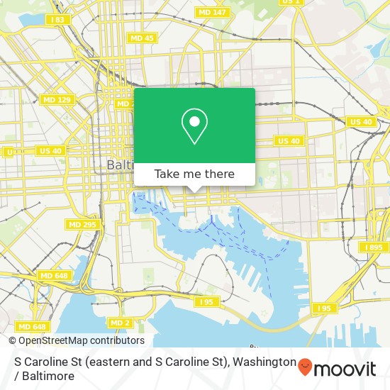 Mapa de S Caroline St (eastern and S Caroline St), Baltimore, MD 21231