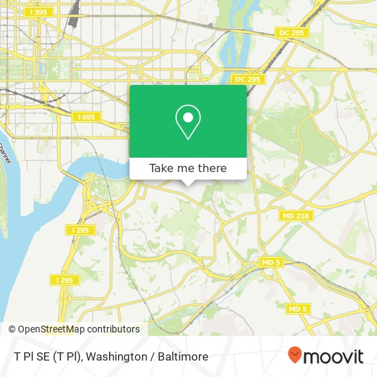 Mapa de T Pl SE (T Pl), Washington, DC 20020