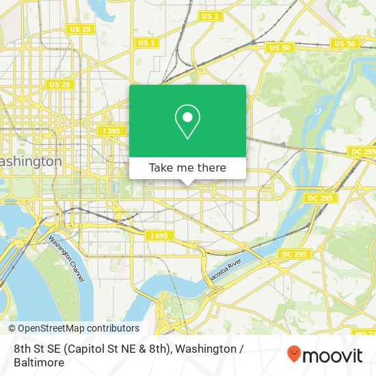 Mapa de 8th St SE (Capitol St NE & 8th), Washington, DC 20003