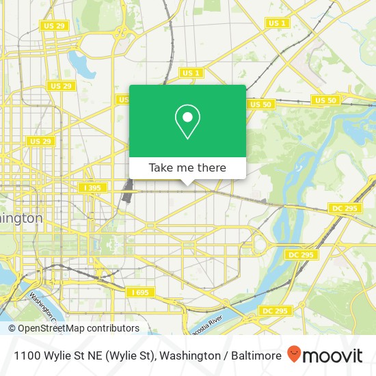 Mapa de 1100 Wylie St NE (Wylie St), Washington, DC 20002