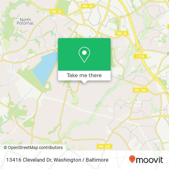 Mapa de 13416 Cleveland Dr, Rockville, MD 20850