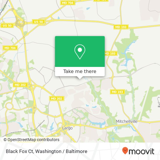 Mapa de Black Fox Ct, Bowie, MD 20721