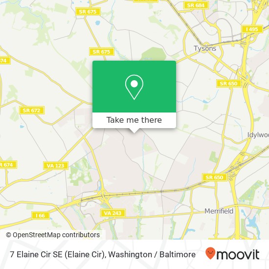 Mapa de 7 Elaine Cir SE (Elaine Cir), Vienna, VA 22180