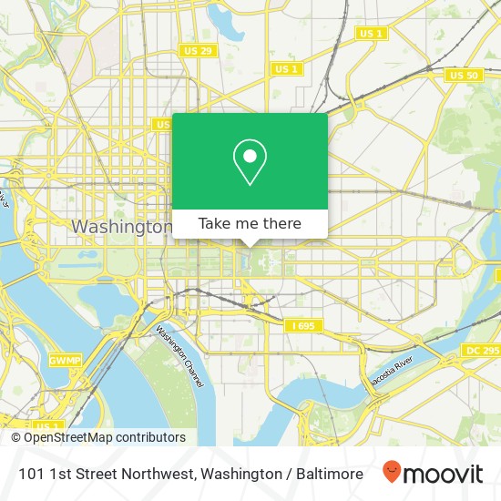 Mapa de 101 1st Street Northwest, 101 1st St NW, Washington, DC 20016, USA