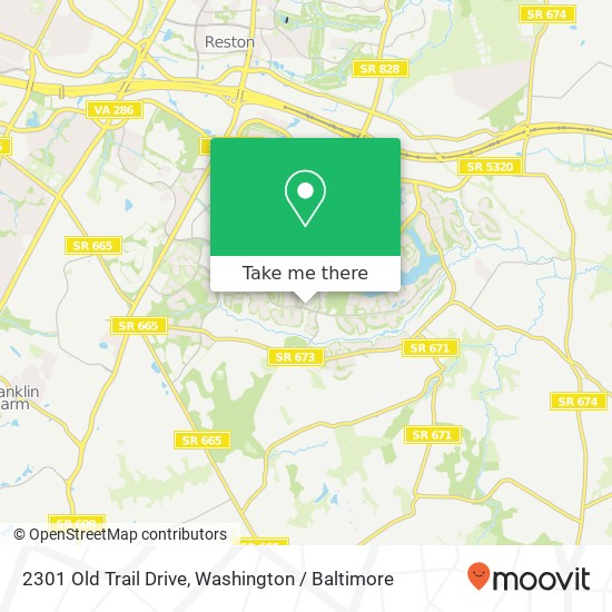 Mapa de 2301 Old Trail Drive, 2301 Old Trail Dr, Reston, VA 20191, USA