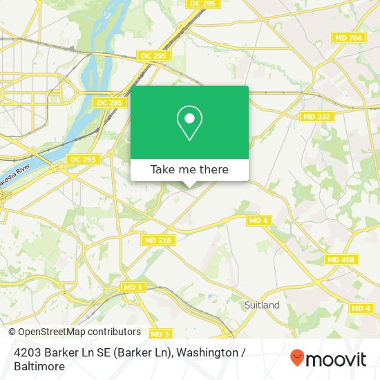 Mapa de 4203 Barker Ln SE (Barker Ln), Washington, DC 20019