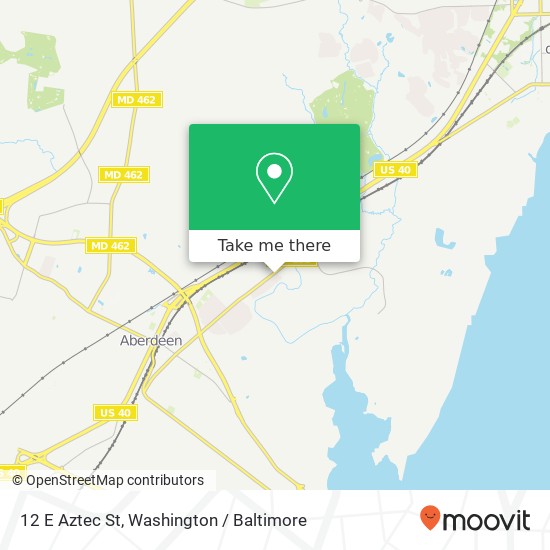 Mapa de 12 E Aztec St, Aberdeen, MD 21001