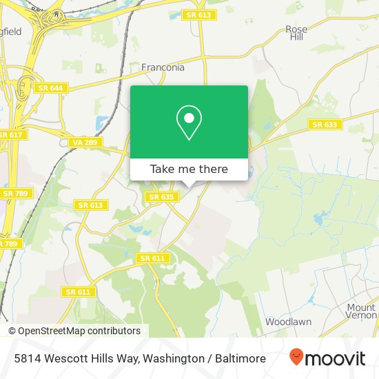 Mapa de 5814 Wescott Hills Way, Alexandria, VA 22315