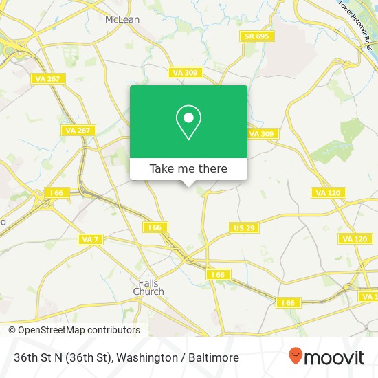Mapa de 36th St N (36th St), Arlington, VA 22213