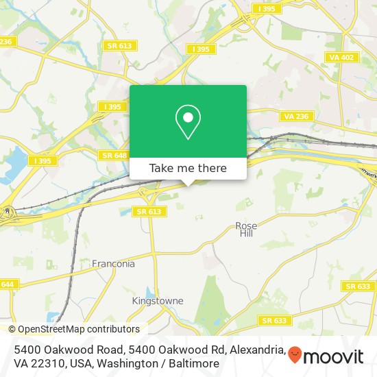 Mapa de 5400 Oakwood Road, 5400 Oakwood Rd, Alexandria, VA 22310, USA