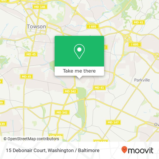 Mapa de 15 Debonair Court, 15 Debonair Ct, Parkville, MD 21234, USA