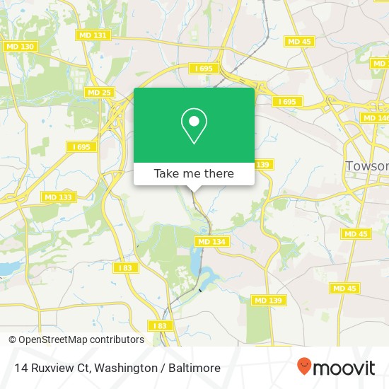 Mapa de 14 Ruxview Ct, Towson, MD 21204