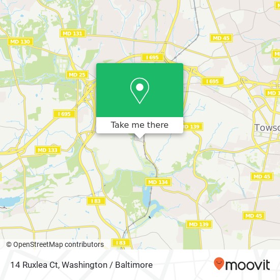 Mapa de 14 Ruxlea Ct, Towson, MD 21204