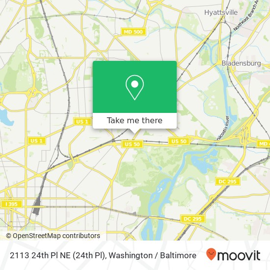 Mapa de 2113 24th Pl NE (24th Pl), Washington, DC 20018