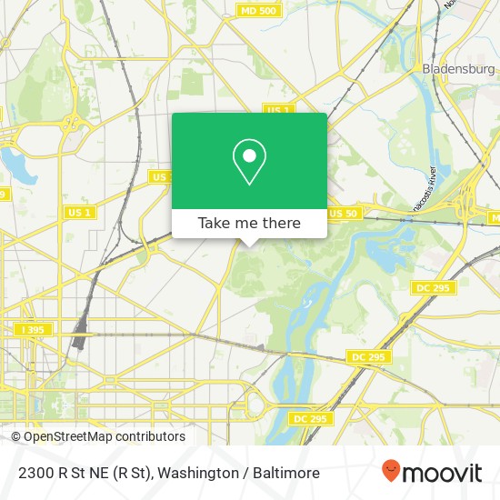 Mapa de 2300 R St NE (R St), Washington, DC 20002