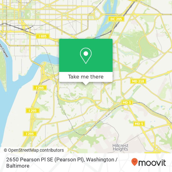 Mapa de 2650 Pearson Pl SE (Pearson Pl), Washington, DC 20020