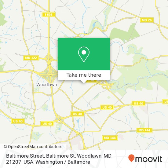 Mapa de Baltimore Street, Baltimore St, Woodlawn, MD 21207, USA