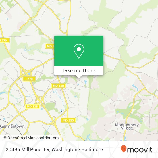 Mapa de 20496 Mill Pond Ter, Germantown, MD 20876