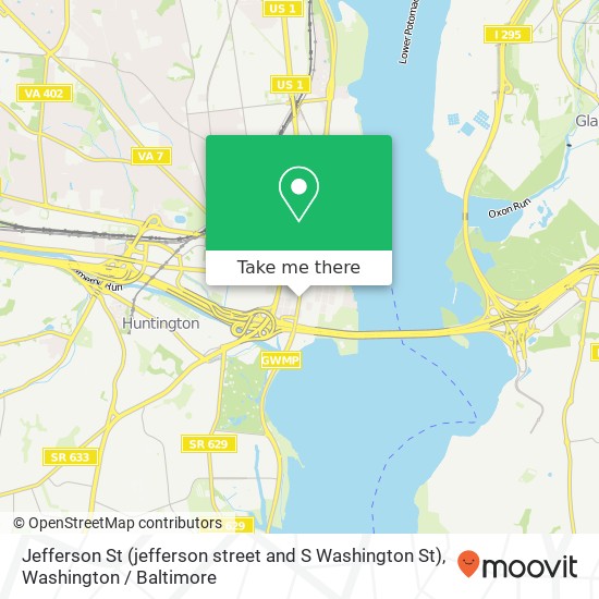 Mapa de Jefferson St (jefferson street and S Washington St), Alexandria, VA 22314