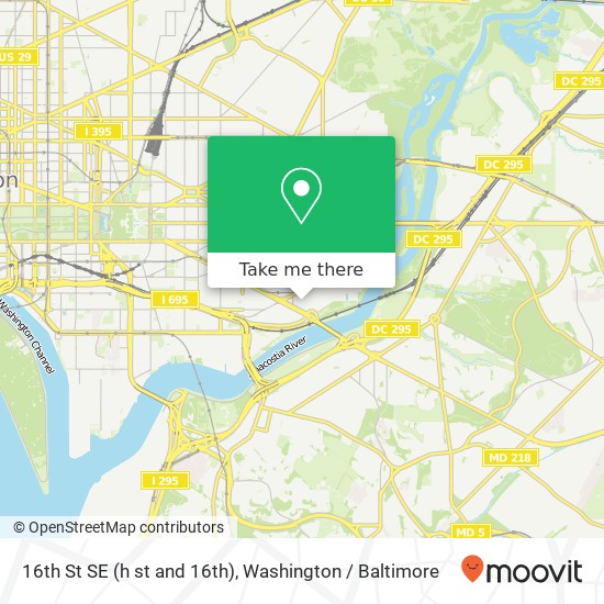Mapa de 16th St SE (h st and 16th), Washington, DC 20003