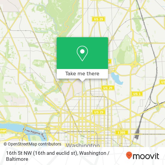 Mapa de 16th St NW (16th and euclid st), Washington, DC 20009