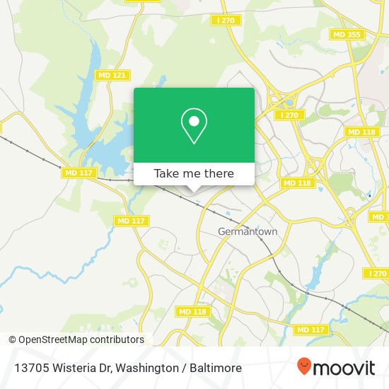 Mapa de 13705 Wisteria Dr, Germantown, MD 20874