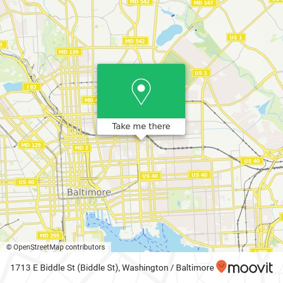 Mapa de 1713 E Biddle St (Biddle St), Baltimore, MD 21213