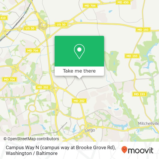 Campus Way N (campus way at Brooke Grove Rd), Bowie, MD 20721 map