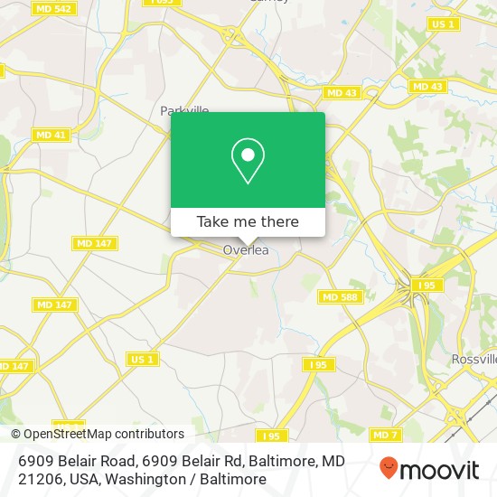 Mapa de 6909 Belair Road, 6909 Belair Rd, Baltimore, MD 21206, USA