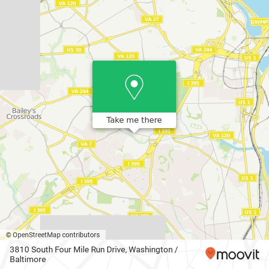 Mapa de 3810 South Four Mile Run Drive, 3810 S Four Mile Run Dr, Arlington, VA 22206, USA