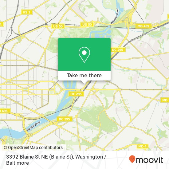 Mapa de 3392 Blaine St NE (Blaine St), Washington, DC 20019