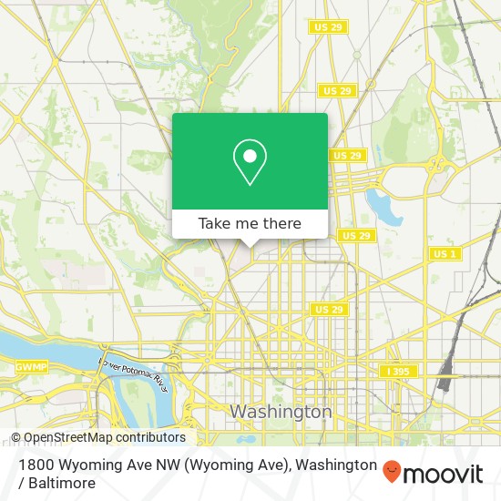 Mapa de 1800 Wyoming Ave NW (Wyoming Ave), Washington, DC 20009