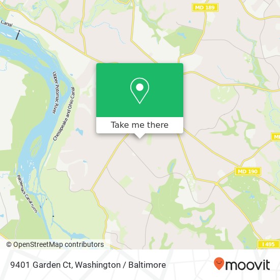 Mapa de 9401 Garden Ct, Potomac, MD 20854