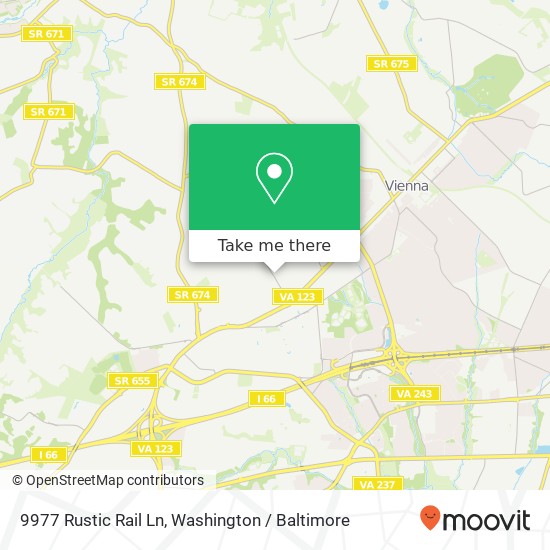 Mapa de 9977 Rustic Rail Ln, Vienna, VA 22181