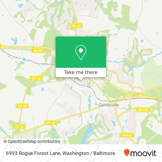 Mapa de 6993 Rogue Forest Lane, 6993 Rogue Forest Ln, Gainesville, VA 20155, USA