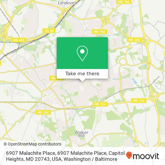 Mapa de 6907 Malachite Place, 6907 Malachite Place, Capitol Heights, MD 20743, USA