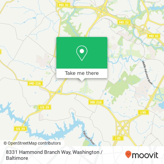 Mapa de 8331 Hammond Branch Way, Laurel, MD 20723