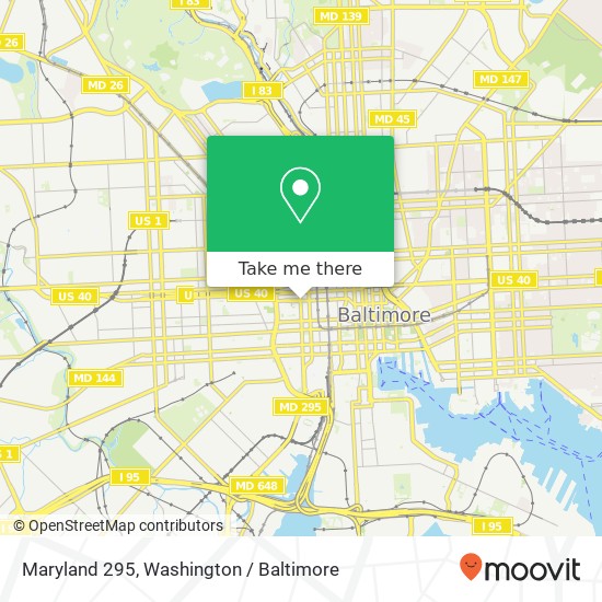 Mapa de Maryland 295, MD-295 & W Saratoga St & N Greene St, Baltimore, MD 21201, USA