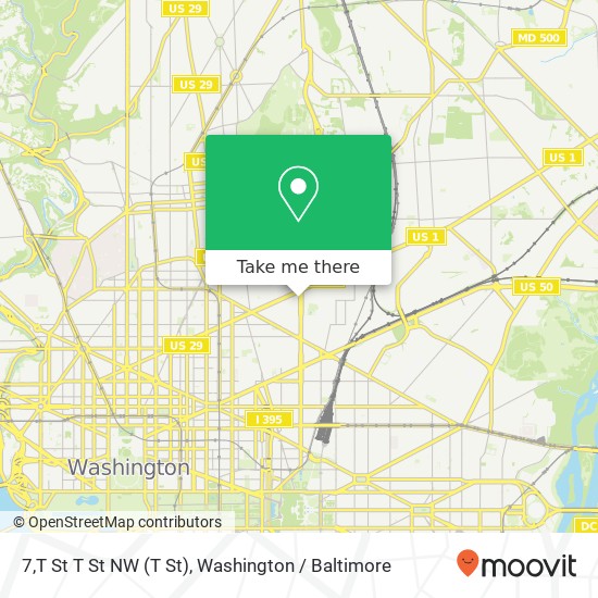 Mapa de 7,T St T St NW (T St), Washington, DC 20001