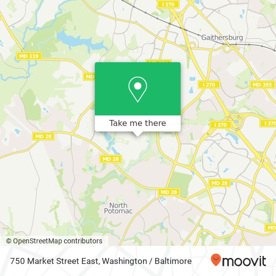 Mapa de 750 Market Street East, 750 Market St E, Gaithersburg, MD 20878, USA