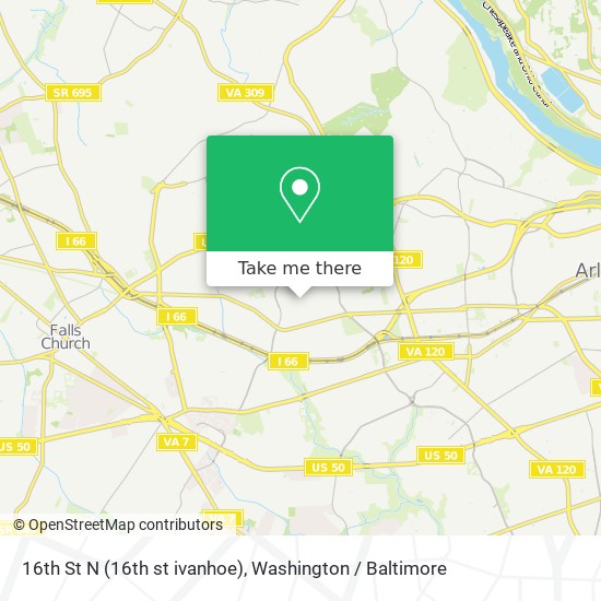 Mapa de 16th St N (16th st ivanhoe), Arlington, VA 22205